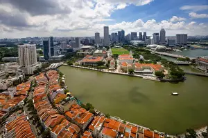 Aerial View of Singapore River, Marina Bay and Raffles Quay, Singapore