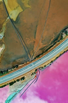 Hutt Lagoon (Pink Lake) Collection: Aerial view over the stunning colourful lake at Hutt lagoon. Port Gregory, Western Australia