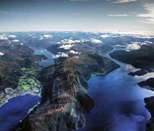 Images Dated 10th September 2011: Aerial view of Sunmore deep fjords and mountains