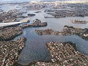 Wing Prints: Aerial view over Sydney Harbour