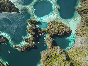 Merr Watson Aerial Landscape Prints: Aerial View of Twin Lagoons Coron, Philippines - Drone 4K Photo