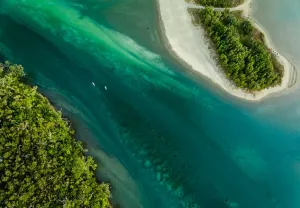 Prints of Colour Image, Rock, hot water pools, waiwera, Nazar Abbas, Aerial, 639146036 New Zealand Prints: Aerial View of Waiwera Beach, Auckland, New Zealand