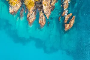 Images Dated 2019 June: Aerial view of water splashing on beach