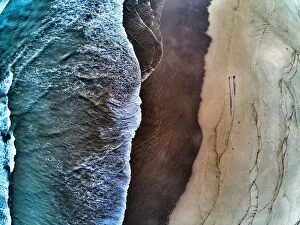 Ocean Wave Aerials Collection: Aerial view of waves breaking on beach