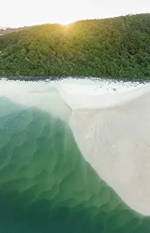 Meaghan Skinner Photography Prints: Aerial Views over iconic Burleigh, Gold Coast with blue water and sandy beaches