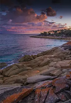 Afternoon light and approaching dusk at Trousers point, Flinders Island, Bass Strait, Tasmania, Australia