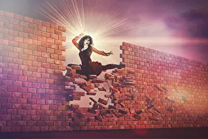 Getting Away From It All Prints: aggression, anger, attitude, beaming, beauty, breaking through, breakthrough, brick