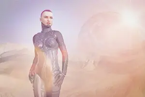 Space Suit Prints: alien, alien planet, android, beauty, candid, color image, concept, copy space, day