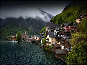 The Alpine village of Hallstatt in the central mountain region of Austria