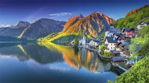 The Alpine village of Hallstatt in the central mountain region of Austria