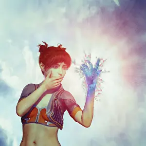 amazement, ar, augmented reality, bionic, biotechnology, bizarre, brunette, close up