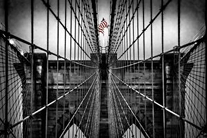 Az Jackson Collection: American flag atop of the Brooklyn Bridge