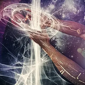 30 39 Years Prints: android, ar, arms outstretched, augmented reality, beaming, circle, close up, color image