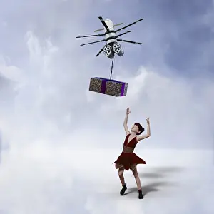 Childhood Prints: anticipation, ar, arms raised, augmented reality, black hair, box, catching, celebration