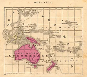 Antique 1867 Oceania Australia Australasia Map, Geography, History, Cartography Antique 1867 Oceania Australia Australasia Map, Geography, History, Cartography