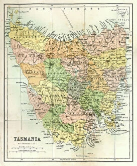 Images Dated 4th January 2013: Antique Map of Tasmania
