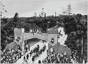 Antique photograph of the British Empire: Reception of the governor of Queensland at Brisbane