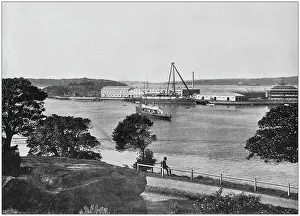 Australia's Rich History Prints: Antique photograph of the British Empire: Royal Naval Depot, Garden Island, Sydney Harbour