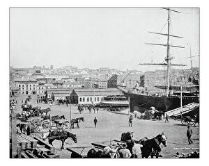Images Dated 7th June 2016: Antique photograph of Circular Quay harbour (Sydney, Australia)-19th century