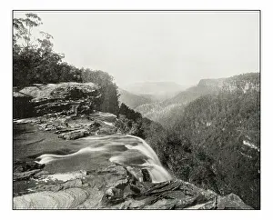 Retro Styled Prints: Antique photograph of Fitzroy falls