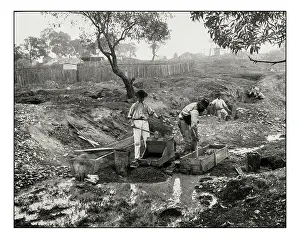 Travel Prints: Antique photograph of Gold digging in Australia