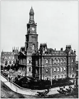 Australia's Rich History Prints: Antique photograph of World's famous sites: Town hall and square, Sydney, Australia