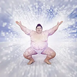 Vitality Prints: ar, arms raised, athlete, augmented reality, bare, bare chest, barefoot, beaming