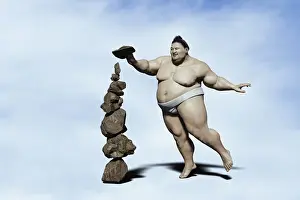 Recreation Prints: ar, augmented reality, balance, balancing, black hair, cairn, calm, careful, cloud