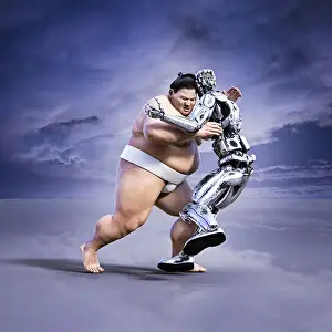 Conquering Adversity Prints: ar, augmented reality, bare chest, barefoot, color image, computer graphic, concept