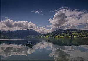 Attersee, and mountain views in the springtime, Austria