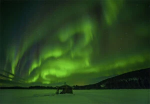 Aurora Borealis Collection: Aurora Borealis in the night skies at Degerselet, Lapland, Sweden