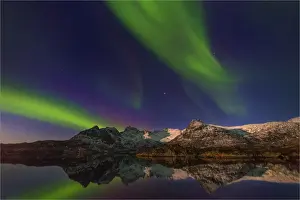 Arctic Prints: Aurora Borealis or Northern Lights in the Lofoten Peninsular, Arctic circle, Norway