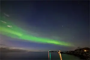 Aurora Borealis or Northern Lights in the Lofoten Peninsular, Arctic circle, Norway