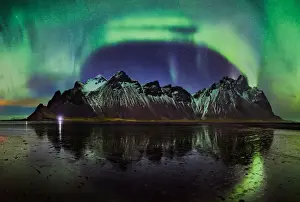 Viktor Posnov Travel Photography Prints: Aurora over Stokksnes