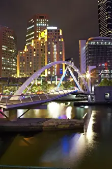Australia, Melbourne, Southgate Bridge illuminated at night