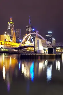 Allan Baxter Prints: Australia, Melbourne, Southgate Bridge illuminated at night