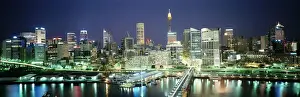 Australia, Sydney, Darling Harbour and city skyline at night