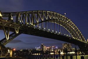 Images Dated 1st May 2014: Australia, Sydney, Harbour Bridge at night, low angle view
