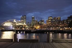 Images Dated 1st May 2014: Australia, Sydney, Sydney Harbour, The Rocks, view from jetty, night