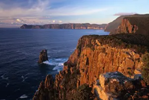 Ted Mead Landscape, Nature And Wildlife Photography Prints: Australia, Tasmania, Cape Huay and diabase cliffs at sunrise
