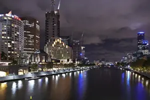 Australia, Victoria, Melbourne Yarra River, night