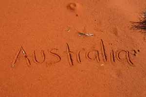 Australian written in red desert sand
