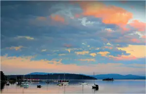An autumn dusk at Dover, a small coastal fishing village in Southern Tasmania