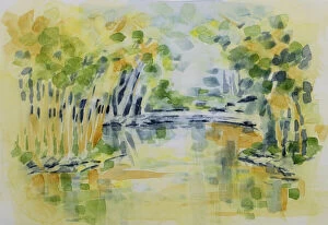 Judi Parkinson Artworks Collection: Bamboo Island and Pond Mt Coot-tha Botanical Gardens Watercolor Painting