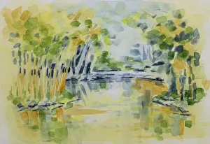 Images Dated 2020 May: Bamboo Island and Pond Mt Coot-tha Botanical Gardens Watercolor Painting