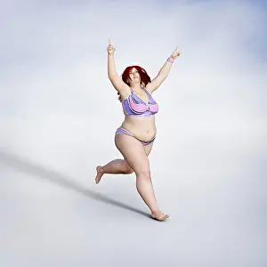 Brunette Prints: barefoot, bikini, body image, brunette, carefree, color image, concept, copy space