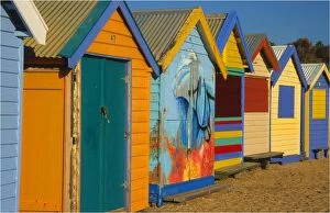 Images Dated 28th July 2013: Bathing beach boxes at Brighton Beach, Port Phillip Bay, Melbourne Victoria