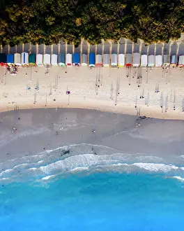 Drone Aerial View Prints: Beach Bathing Boxes