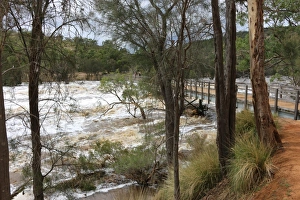 Bells Rapids in full flow after recent unseasonal weather in Perths hills