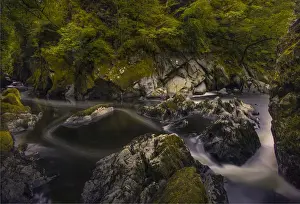 Wales Prints: Betws-y-coed fairy glen with wonderful cascading waterfalls